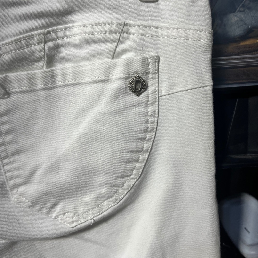 Democracy White Denim Ankle Capri Jeans Ab Solution Stretch Size 8 - Picture 4 of 5